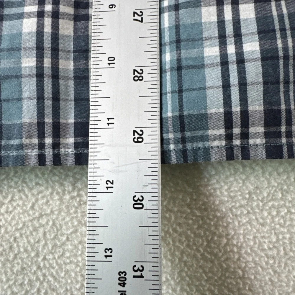 The North Face Mens Large Shirt Short Sleeve Plaid  Blue White Black